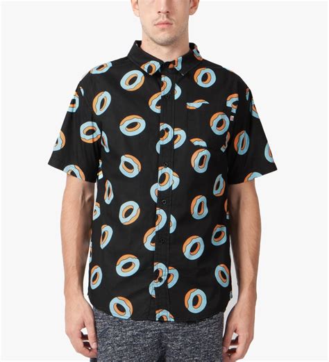 Odd Future Black Donut All Over Ss Woven Shirt Hbx Globally