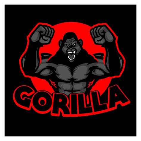 Gorilla Logo Black And Red Color Ferocious Angry Gorilla Mascot Logo