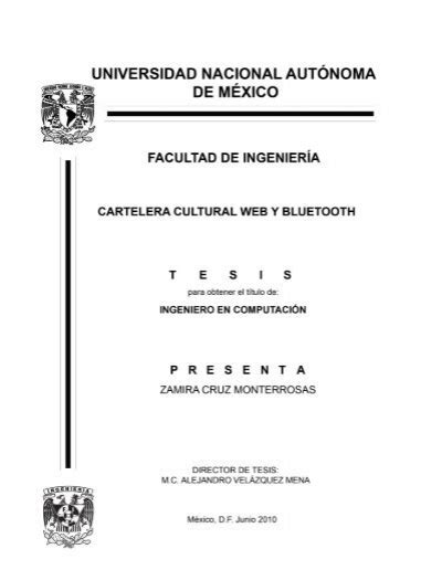 Capítulo 4 Cartelera cultural web y bluetooth UNAM