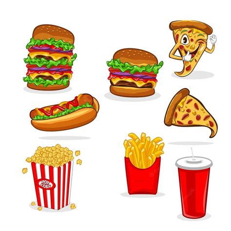 Premium Vector Set Of Fast Food Vector Illustration