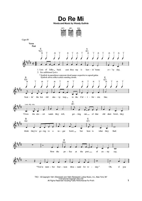 Do Re Mi Sheet Music By Woody Guthrie For Easy Guitar Sheet Music Now