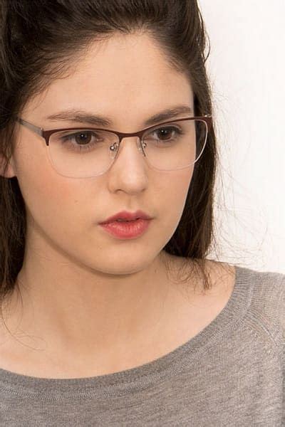 Brown Lille Metal Eyeglasses Glasses For Oval Faces Fashion Eye Glasses Semi Rimless