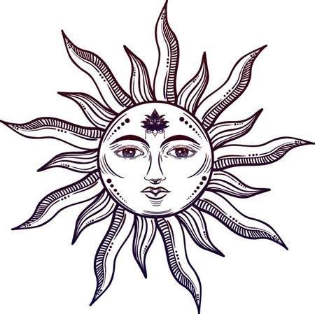 Find the face cover that fits your needs. Beautiful elegant sun face symbol Tattoo design.Vector ...