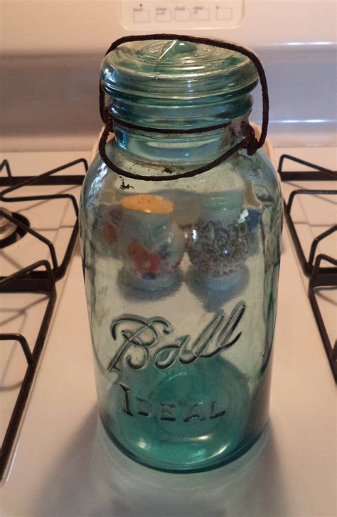 Vintage Blue Ball Ideal Half Gallon Mason Jar With Blue Glass Lid And Wire Latch Ball Canning