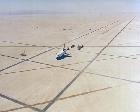 Space Shuttle Columbia Sits At The End Of Edwards Air Force Base Runway