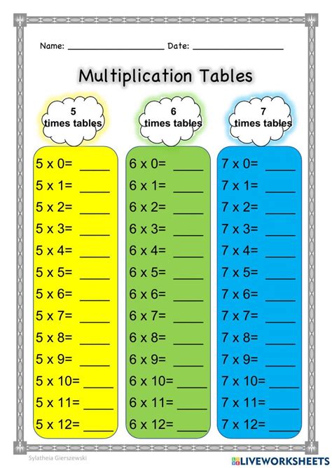 Times Tables Online Worksheet For You Can Do The Exercises Online Or