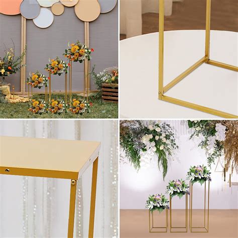 Buy Kolhgnse 3 Pcs Column Vases Wedding Centerpieces For Tables Gold