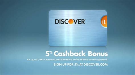 Discover it® cash back offers up to 5% cash back on purchases in bonus categories that change quarterly and require activation. Discover Card TV Commercial, 'Cash Back at Restaurants' Song by Of Monsters & Men - iSpot.tv