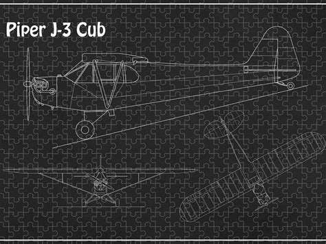 Piper J 3 Cub Airplane Blueprint Drawing Plans Schematics P Jigsaw