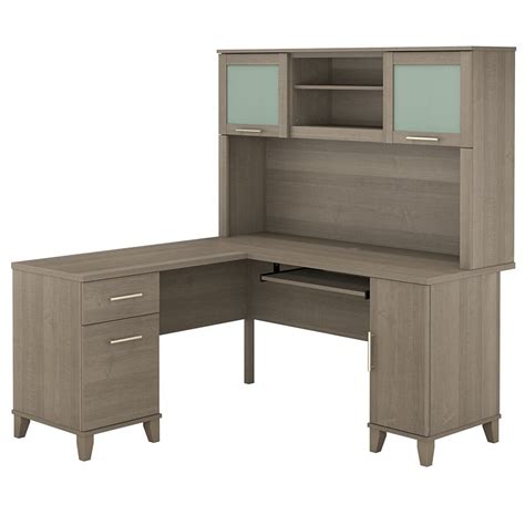 Bush Furniture Somerset 60w L Desk With Hutch In Ash Gray Engineered