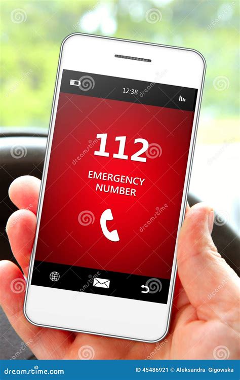 Hand Holding Mobile Phone Emergency Number Stock Image Image Of Help Center
