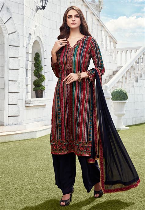 Maroon Georgette Readymade Palazzo Suit 199886 In 2020 Pakistani