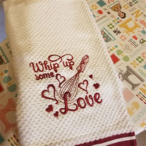 Kitchen Towel Designs With Love Set Of 6 Designs Kitchen Cute Quotes Machine Embroidery