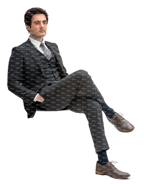 Cut Out Man In A Formal Black Suit Sitting Vishopper