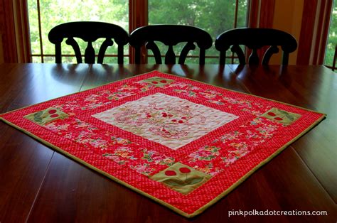 Cherry Table Quilt Pink Polka Dot Creations