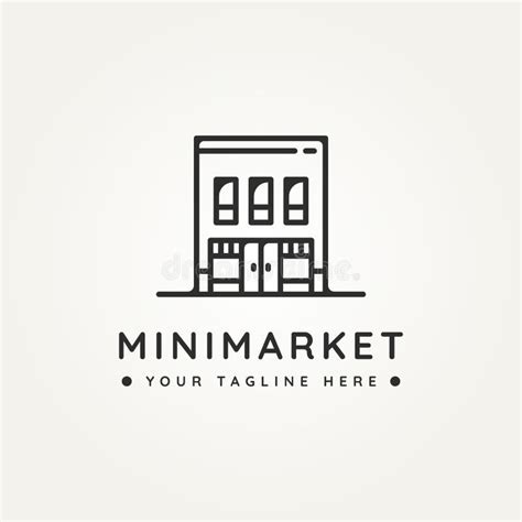 Mini Market Minimalist Line Art Icon Logo Design Stock Vector