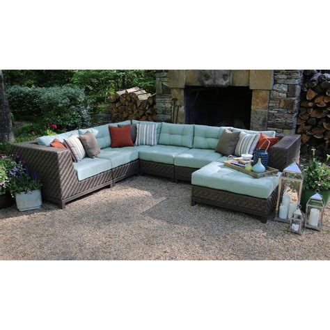 Home depot outdoor seating set. AE Outdoor Dawson 7-Piece Patio Sectional Seating Set with ...