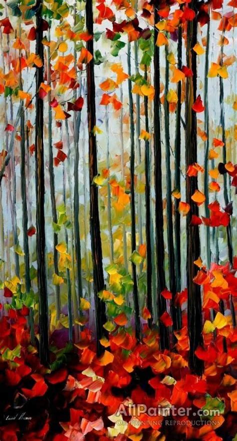 Leonid Afremov Falling Leafs In The Forest Oil Painting Reproductions