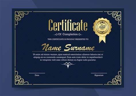 Premium Vector Blue And Gold Certificate Border Template With Luxury