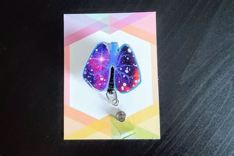 Holographic Galaxy Lungs Acryl Abzeichen Reel Id Halter Etsy