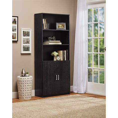 Ameriwood Home 5 Shelf Bookcase With Doors Black