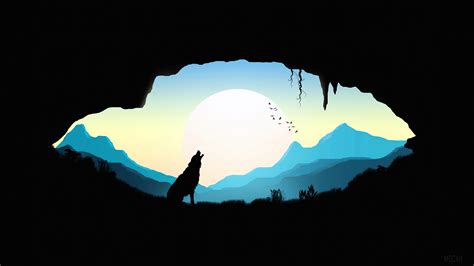 Wolf Howling Minimalist Hd Artist 4k Wallpapers Image