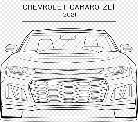 Chevrolet Camaro Zl1 2021 Garis Besar Mobil Tampilan Depan Hitam Putih