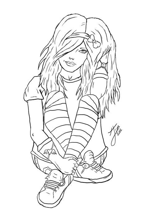 12 Pics Of Goth Emo Anime Coloring Pages Cute Gothic Anime Girl Coloring Home