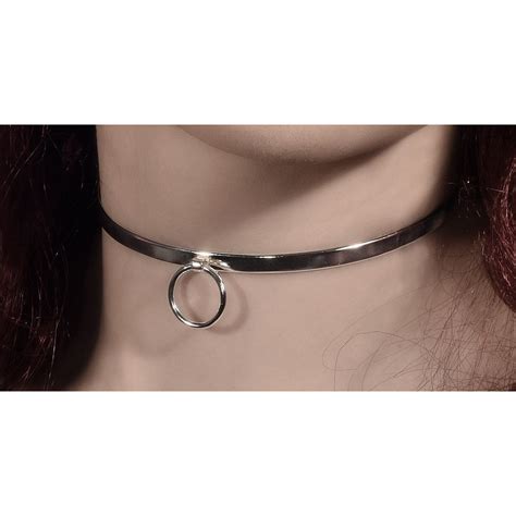 Sterling Silver Elegant And Sexy Submissive Collar Bdsm O Ring And Padlock