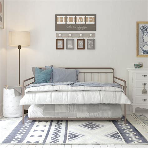 100 valentina gray velvet upholstered twin size daybed with trundle. DHP Wallace Metal Daybed with Trundle, Full, Multiple ...