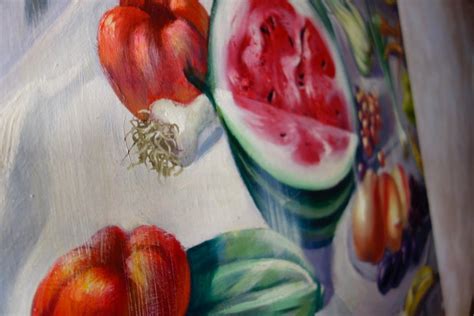 Extremely Large Pair Of Decorative Colourful Oil On Canvas Still Life