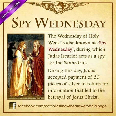 Spy Wednesday Catholics Know The Answers Pinterest