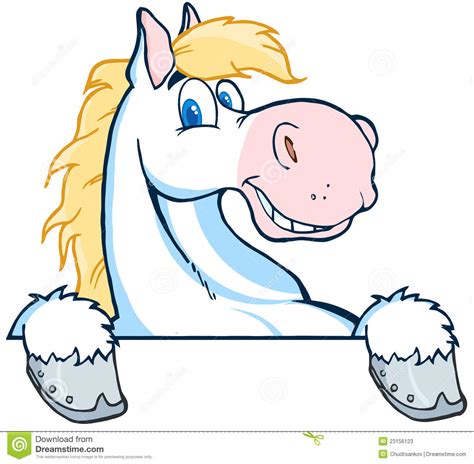 White Horse Mascot Cartoon Head Stock Vector