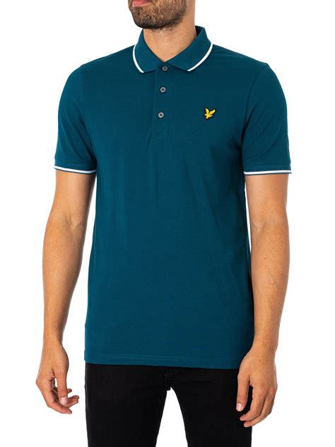 lyle and scott tipped polo shirt apres navy white standout