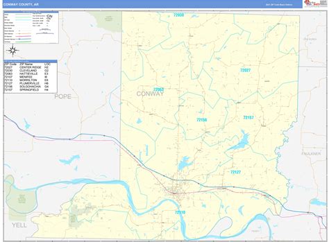 Conway County Ar Zip Code Wall Map Basic Style By Marketmaps