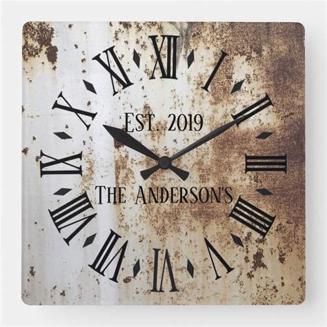 Vintage Rustic Shabby Chic Distressed Antique Square Wall Clock