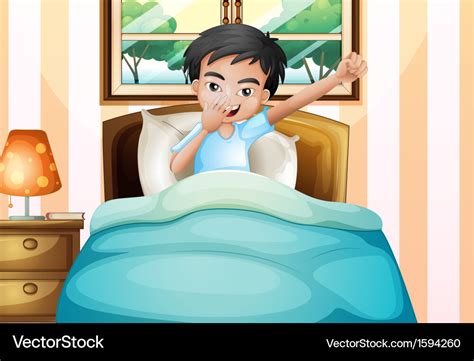 A Boy Waking Up Early Royalty Free Vector Image