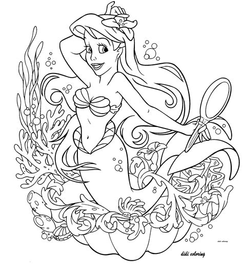Disney princess coloring pages ariel and flounder. dania Walt Disney Coloring Pages