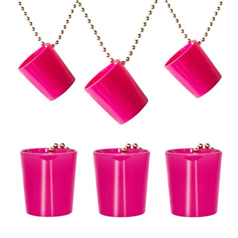 Pink Shot Glasses With Necklace Party Cosmetic Yr Cosmetic