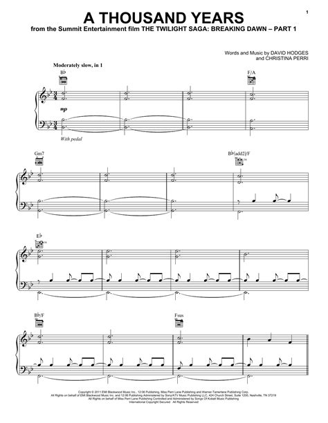 Christina Perri A Thousand Years Sheet Music Notes Download