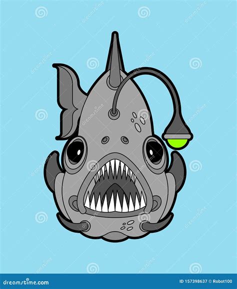 Deep Sea Angler Fish On Black Isolated Background Vector Image