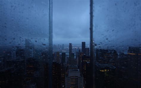 Fondo De Pantalla Noche Ciudad Ventana Lluvia Rascacielos Vista