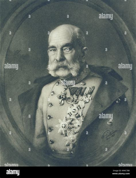 English Emperor Franz Joseph I Of Austria Contemporary Etching