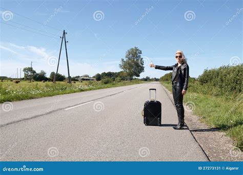 Lonely Hitchhiker Stock Image Image Of Outdoors Roadside 27273131