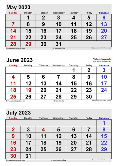 May June And July 2023 Printable Calendar Pelajaran