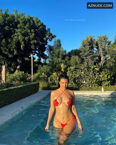 Kourtney Kardashian Incredibly Sexy Showing Off Her Hot Curvy Body In A Red Bikini Aznude
