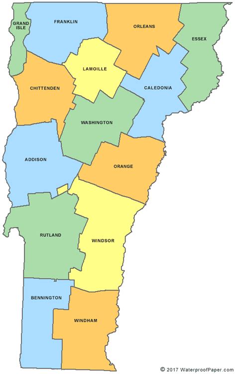 Printable Vermont Maps State Outline County Cities