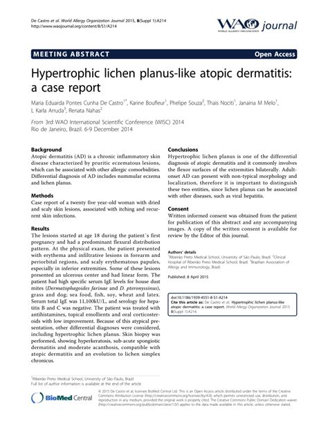 Pdf Hypertrophic Lichen Planus Like Atopic Dermatitis A Case Report Sexiz Pix