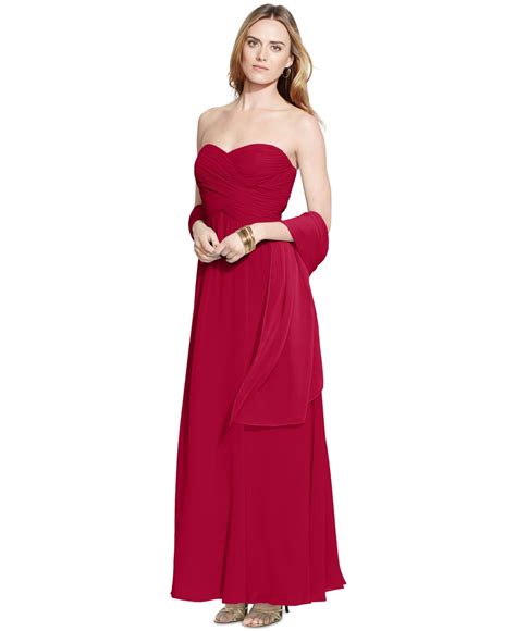 Lauren By Ralph Lauren Strapless Evening Gown In Pink Lyst