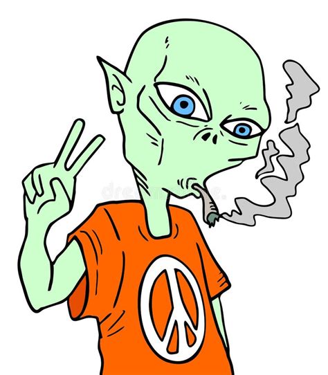 Alien Smoking Stock Vector Illustration Of Cartoon Sign 65566128